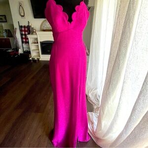 Size 11 Fuchsia Floor Length Prom Gown